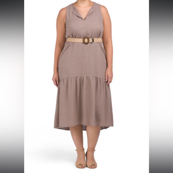 Adyson Parker Dresses & Skirts - Adyson Parker Linen Blend Sleeveless Summer Dress with Belt NWT